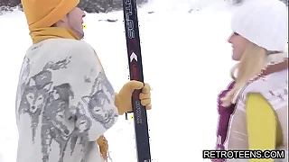 Retro porn hot blonde teen fucked hard in a mountain cottage